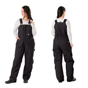Berne Women's Softstone Duck Insulated Bib Overall Large Regular Black Gorpcore